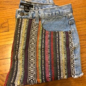 Forever 21 Aztec Denim Shorts (2”)